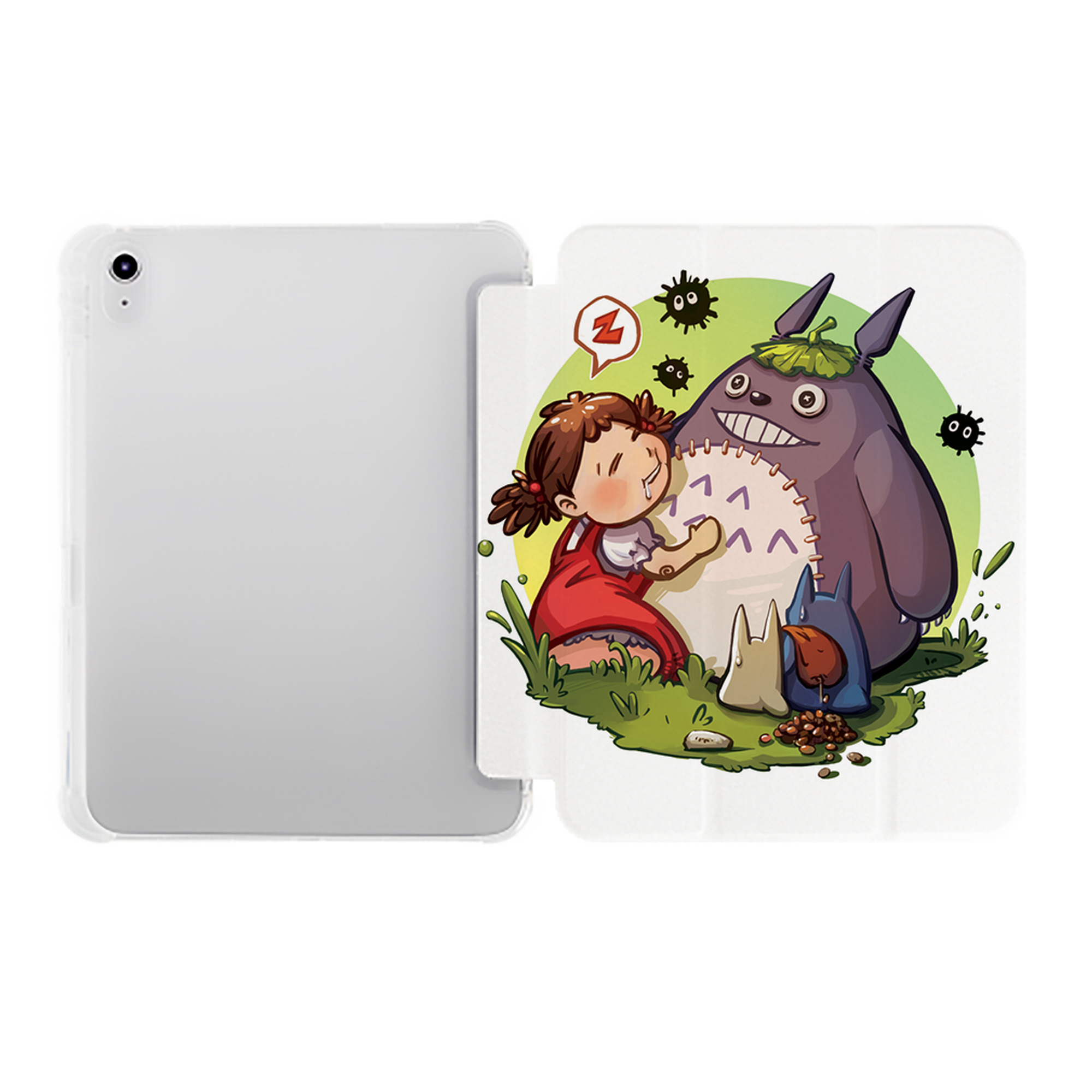 （画像用） となりのトトロ 草壁メイ 草壁サツキ My Neighbor Totoro Satsuki Kusakabe Mei Kusakabe IPad ケース ペン収納付き 三つ折りスタンド PUレザー×シリコン 対応機種9.5/10.5/10.9インチ